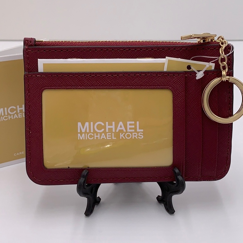 MICHAEL KORS SMALL TOP ZIP COINPOUCH WITH ID CARD MULBERRY COLOR - Picture 15 of 16